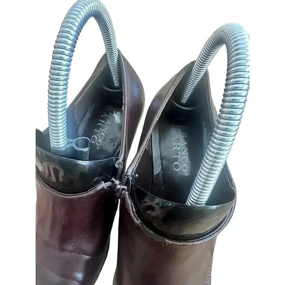 Franco Sarto Brown Leather Square Toe Side Zip Pumps Shoes Size 7.5 - Picture 4 of 8